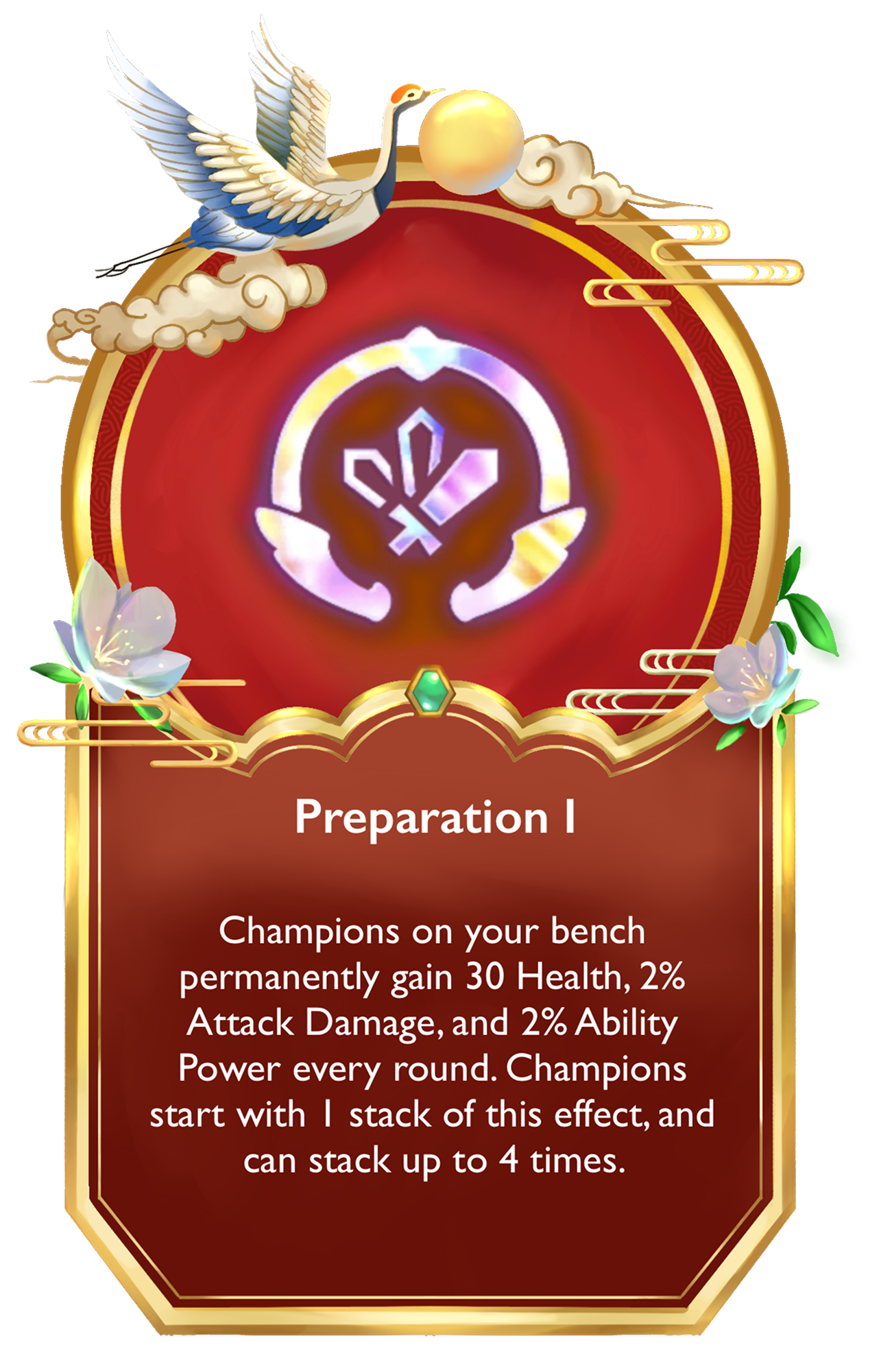 Mythweave augment card frame, first iteration, showing the Preparation I augment